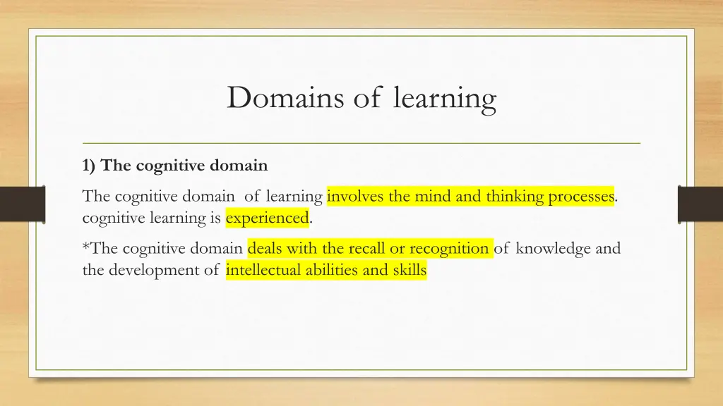 domains of learning
