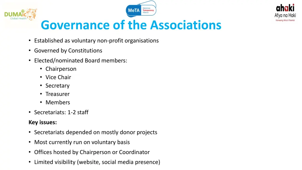 governance of the associations