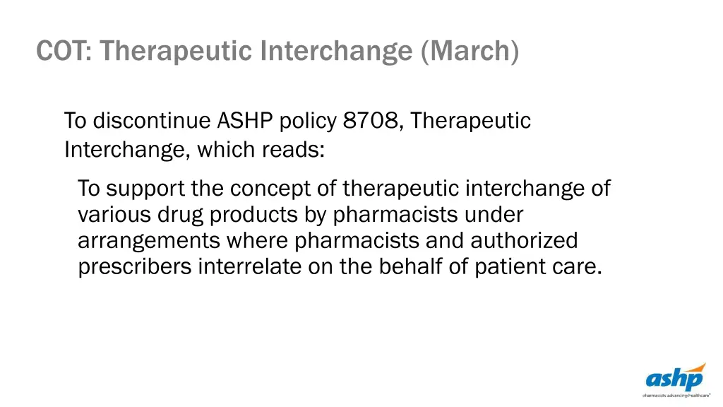 cot therapeutic interchange march