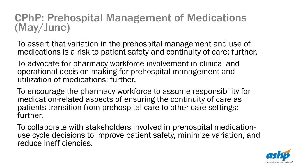 cphp prehospital management of medications