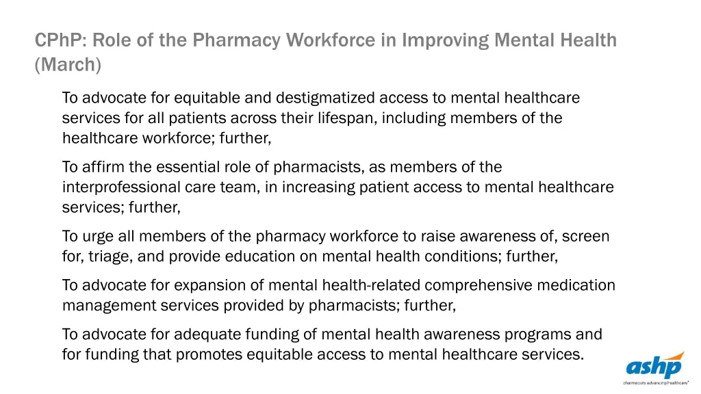 cphp role of the pharmacy workforce in improving