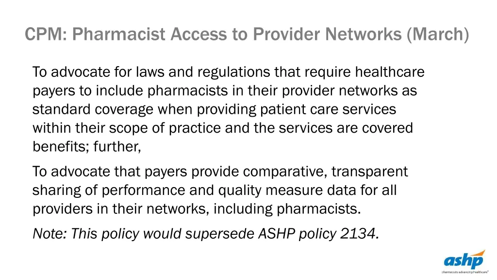 cpm pharmacist access to provider networks march
