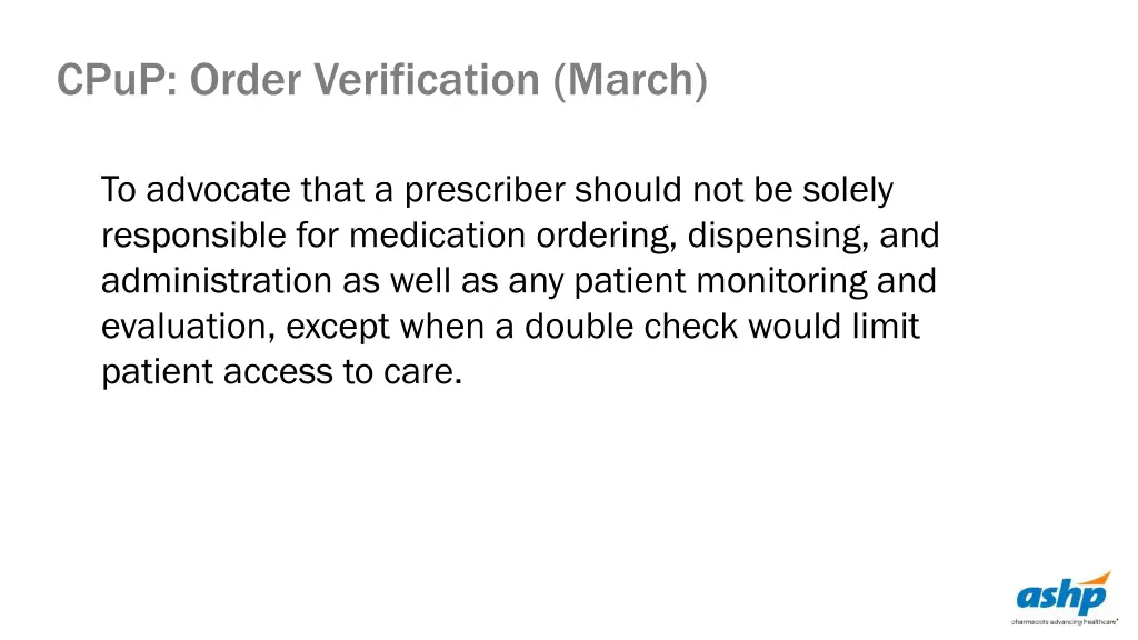 cpup order verification march