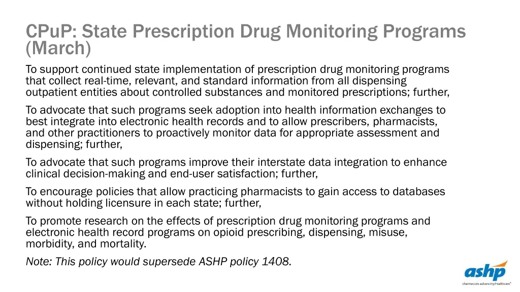 cpup state prescription drug monitoring programs