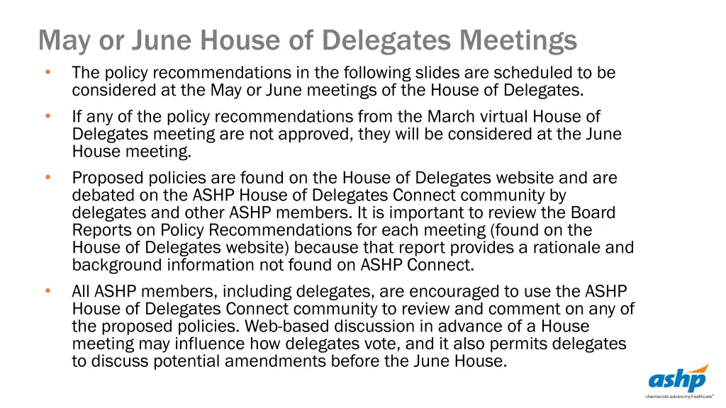 may or june house of delegates meetings