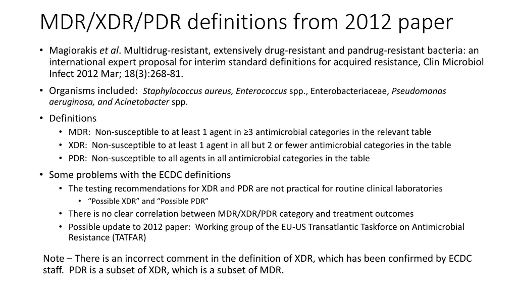 mdr xdr pdr definitions from 2012 paper