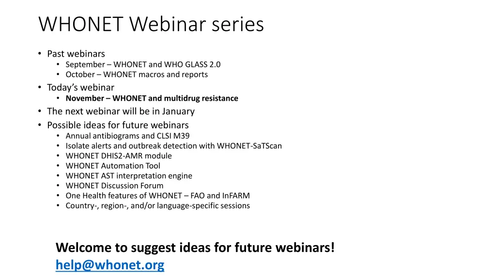 whonet webinar series