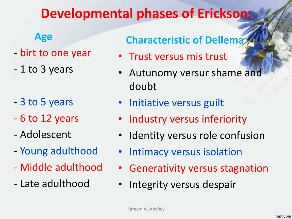 developmental phases of erickson