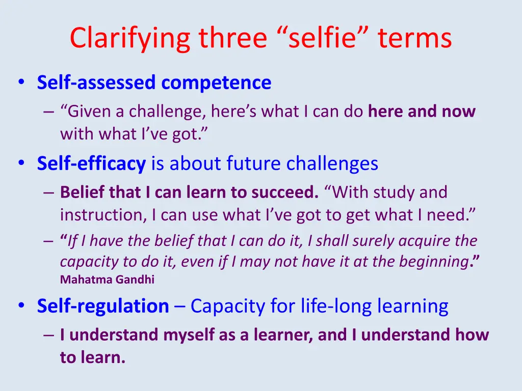clarifying three selfie terms