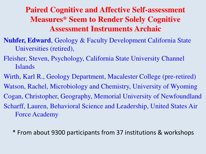 paired cognitive and affective self assessment