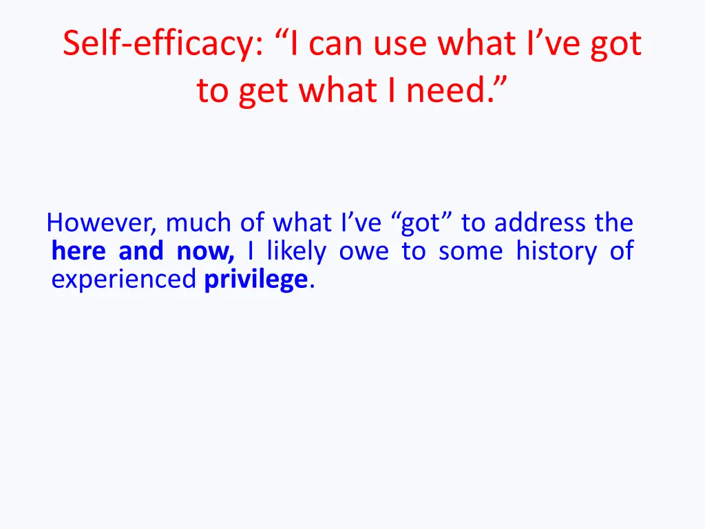 self efficacy i can use what i ve got to get what