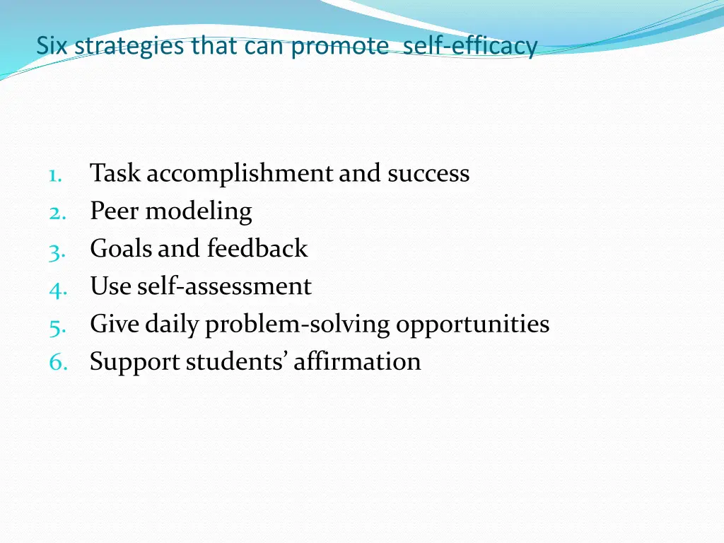 six strategies that can promote self efficacy