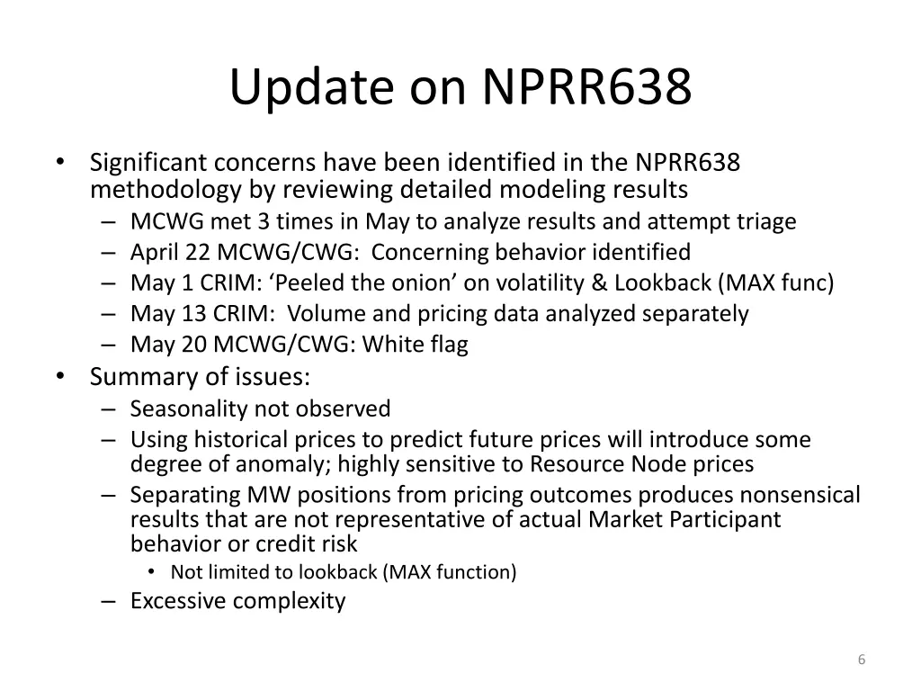 update on nprr638