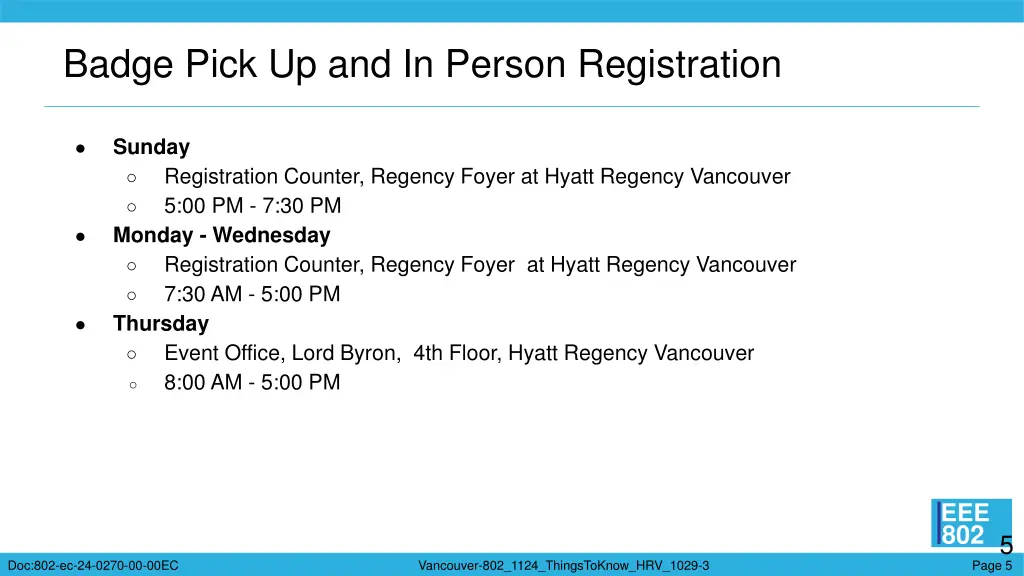 badge pick up and in person registration