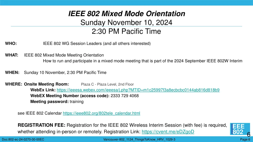 ieee 802 mixed mode orientation sunday november