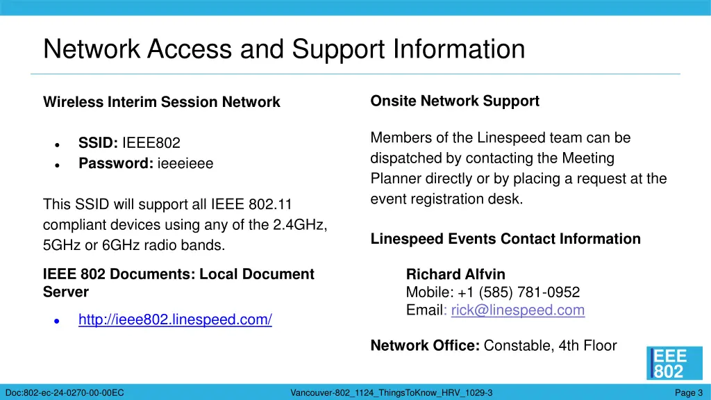 network access and support information