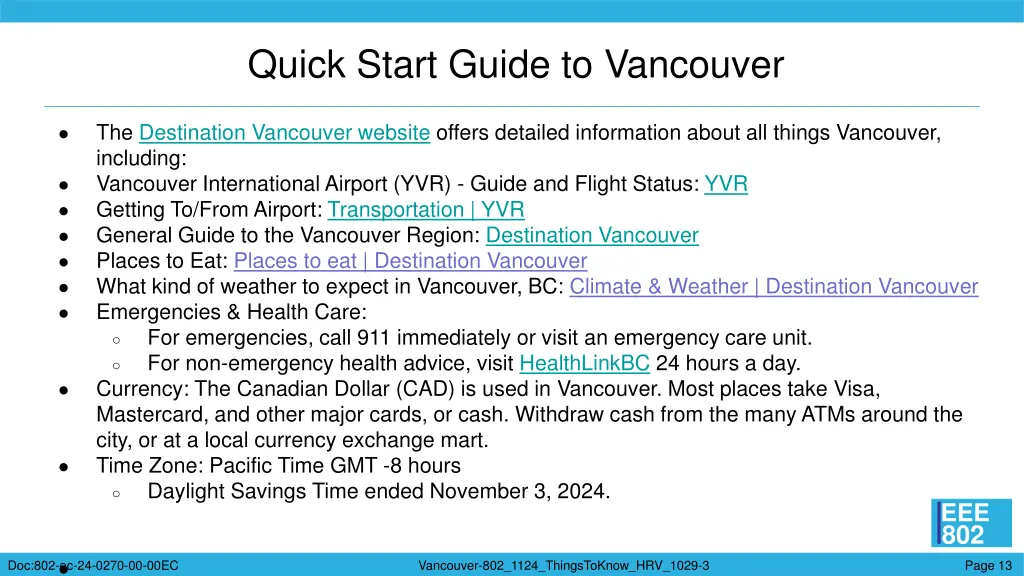 quick start guide to vancouver