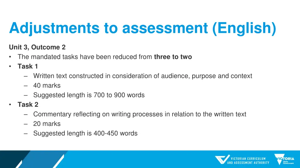 adjustments to assessment english