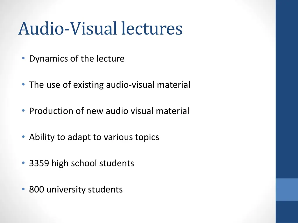 audio visual lectures