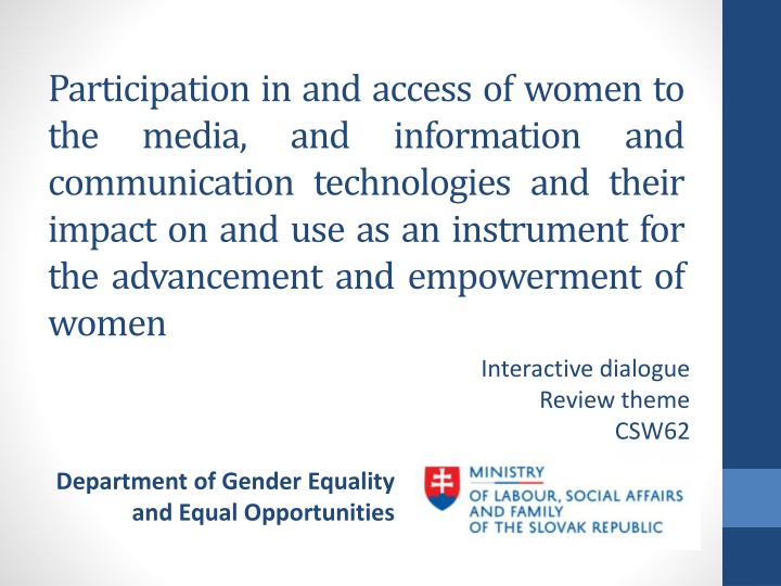 participation in and access of women to the media