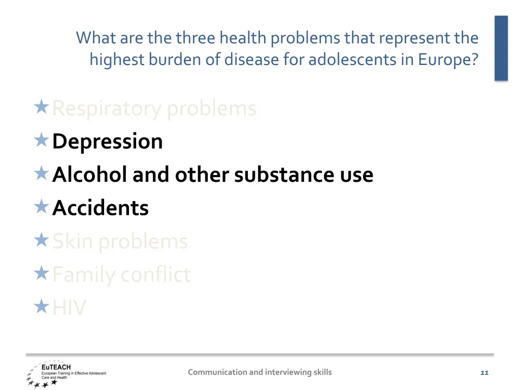 what are the three health problems that represent