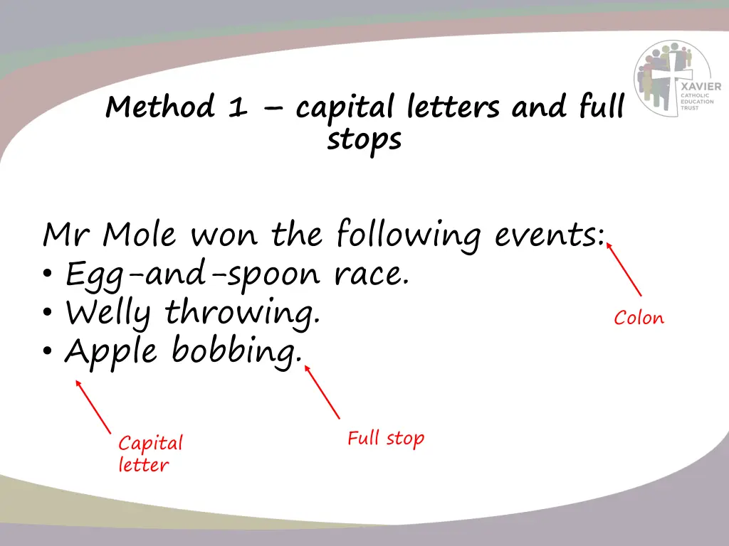 method 1 capital letters and full stops