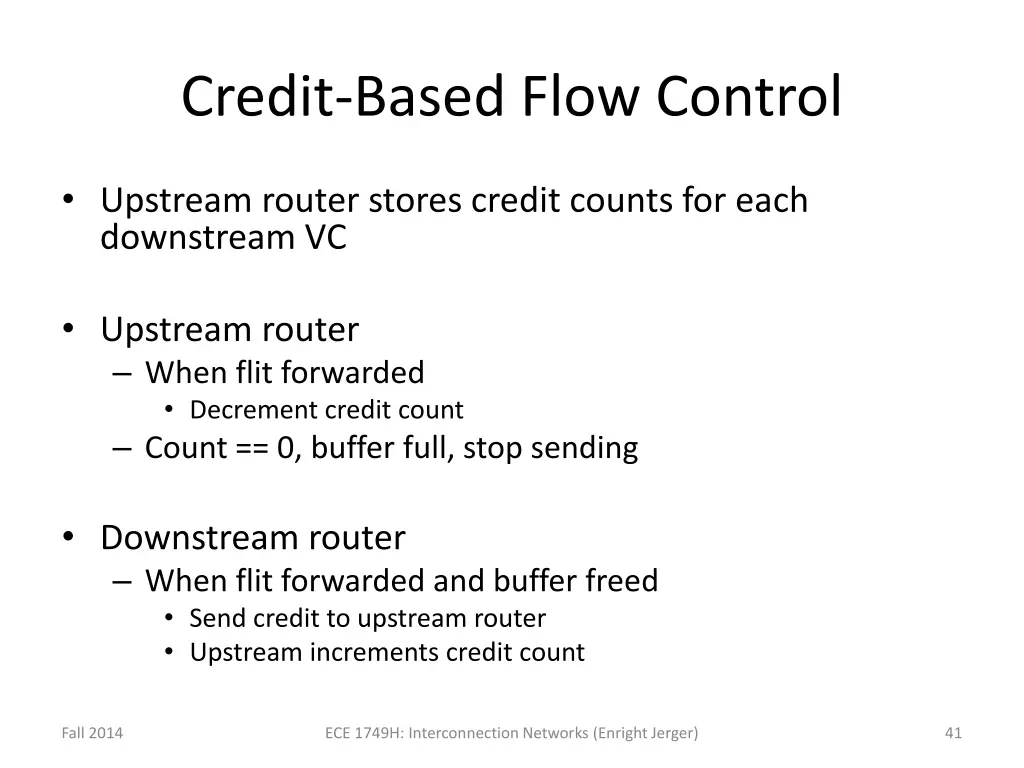 credit based flow control