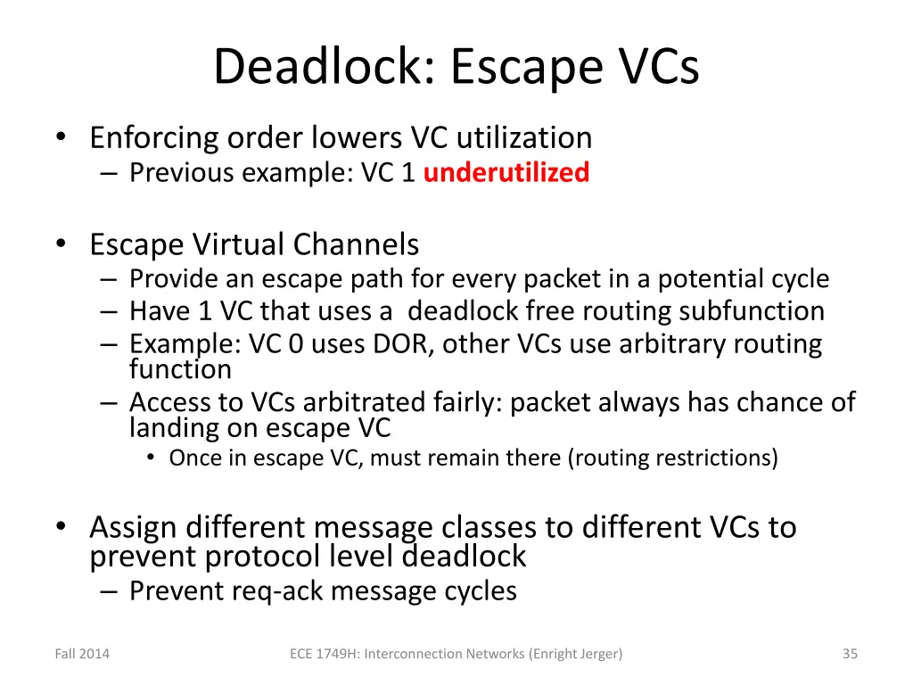 deadlock escape vcs