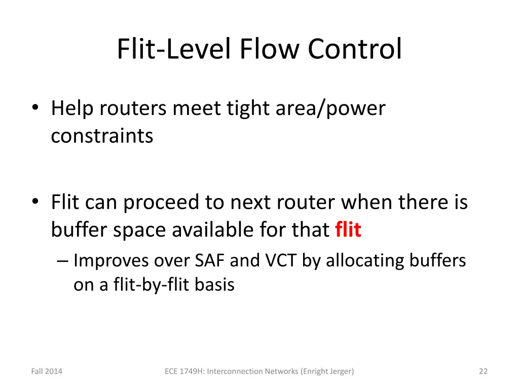 flit level flow control