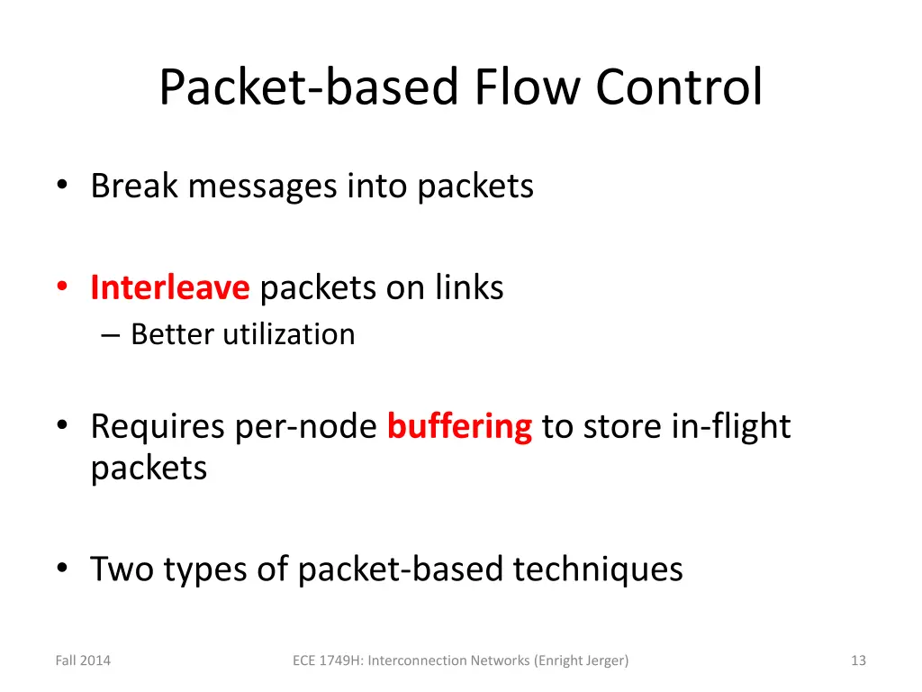packet based flow control