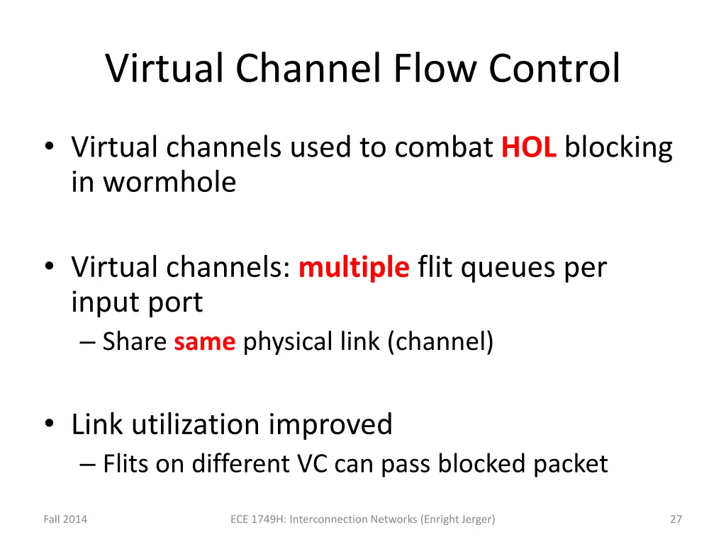 virtual channel flow control