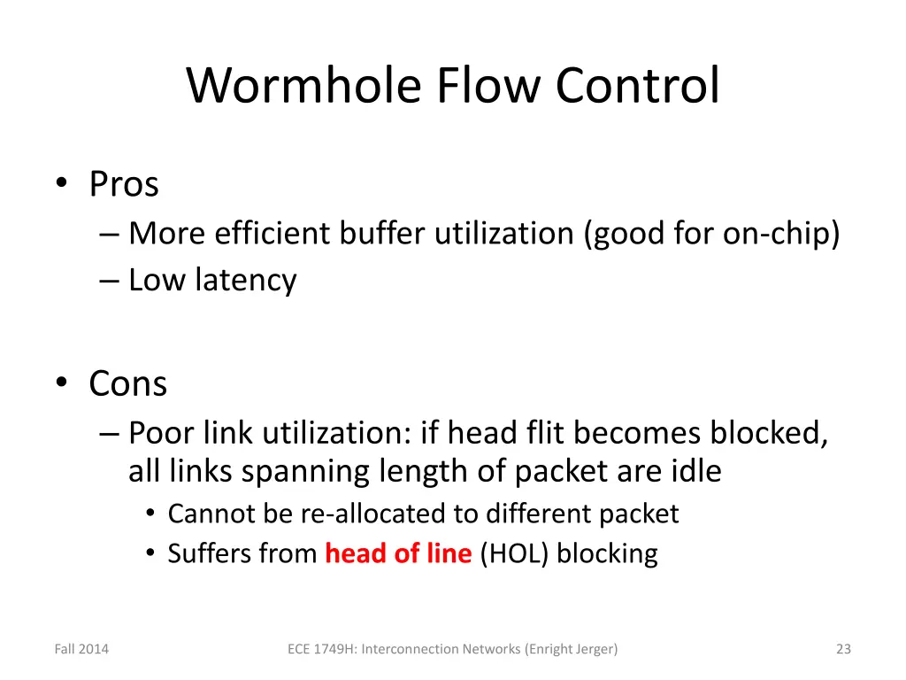 wormhole flow control