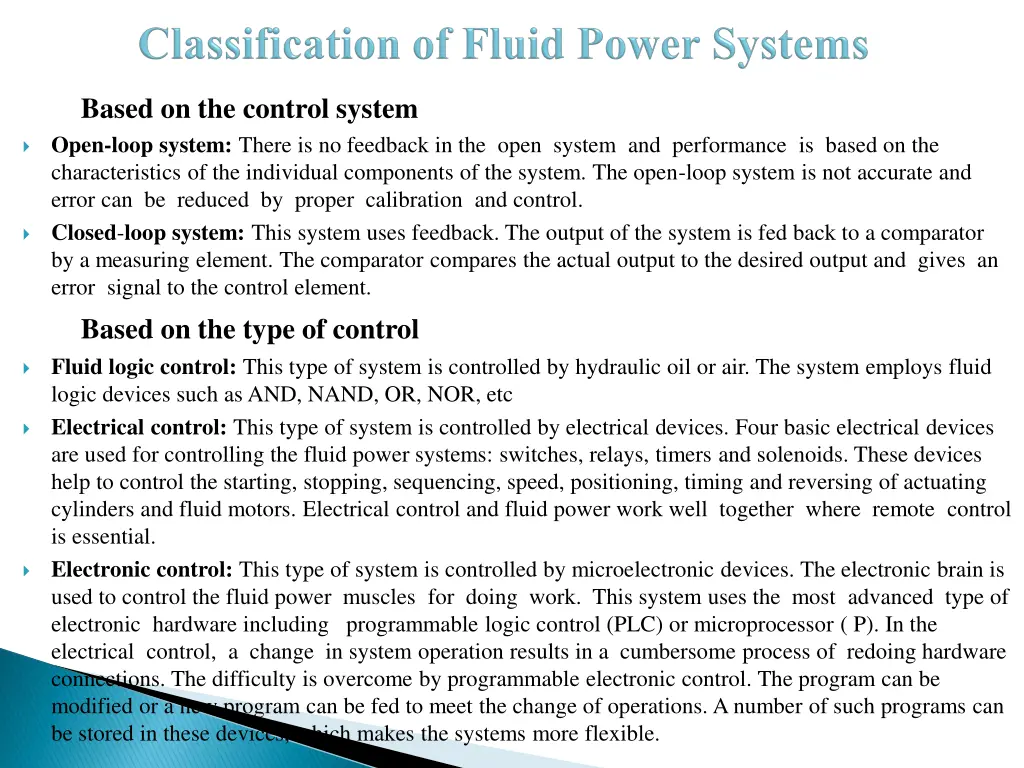 based on the control system open loop system