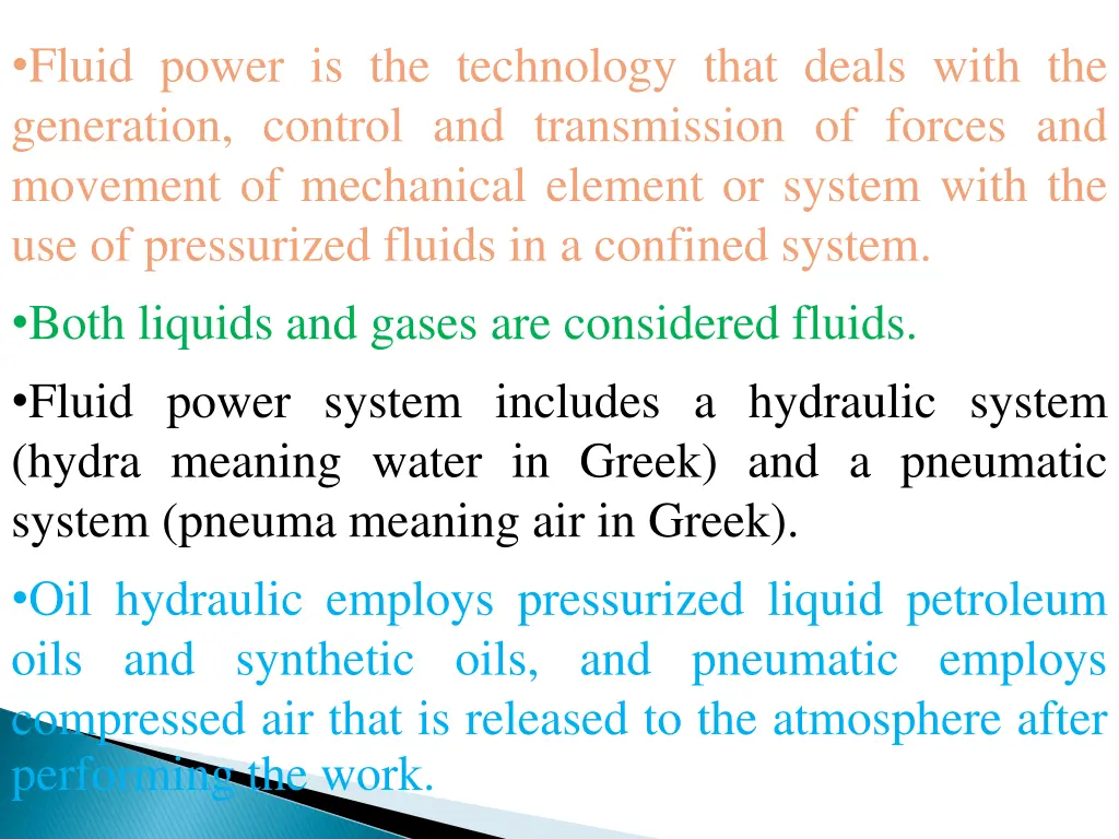 fluid power is the technology that deals with