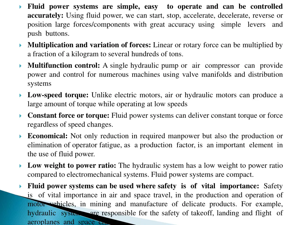 fluid power systems are simple easy to operate