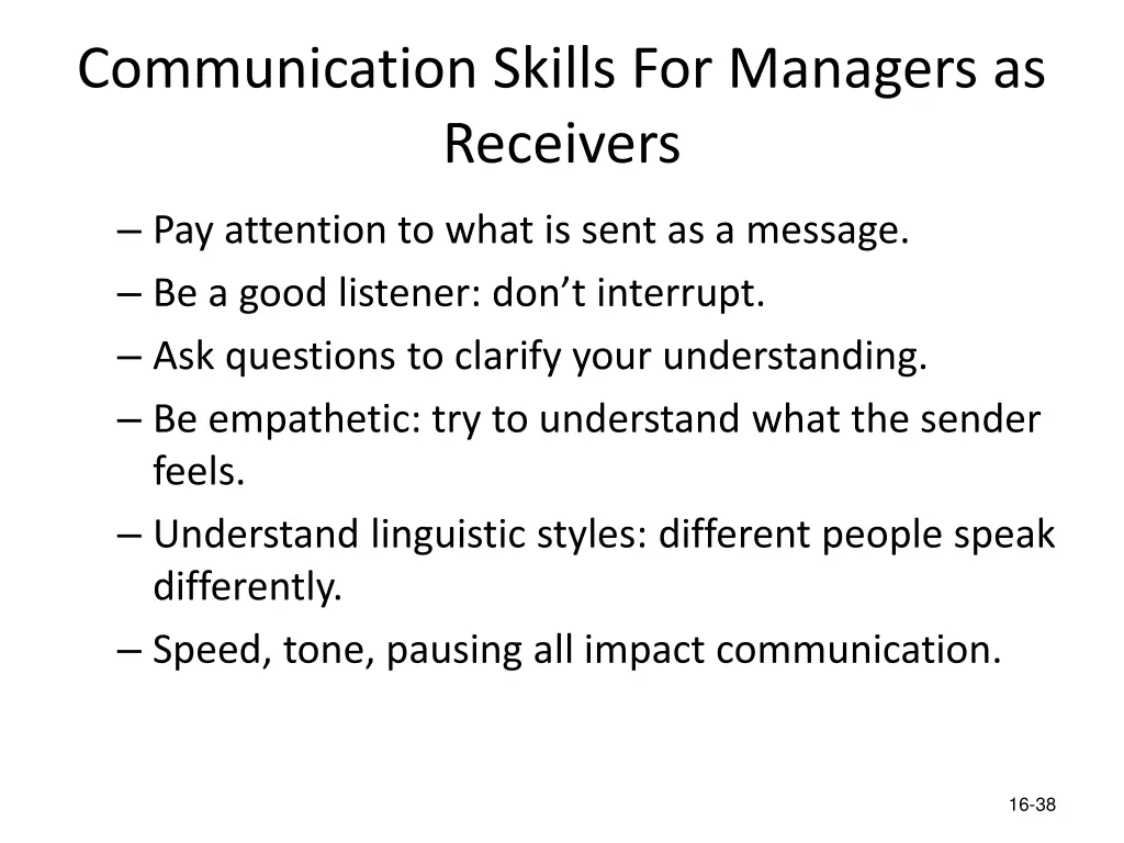communication skills for managers as receivers