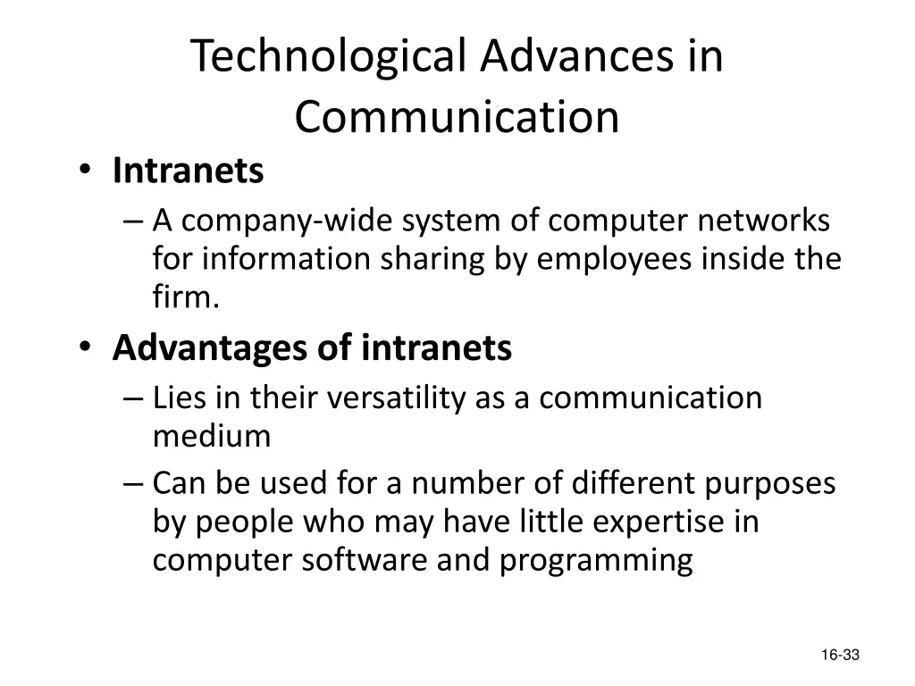 technological advances in communication intranets