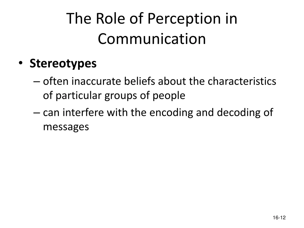 the role of perception in communication 1