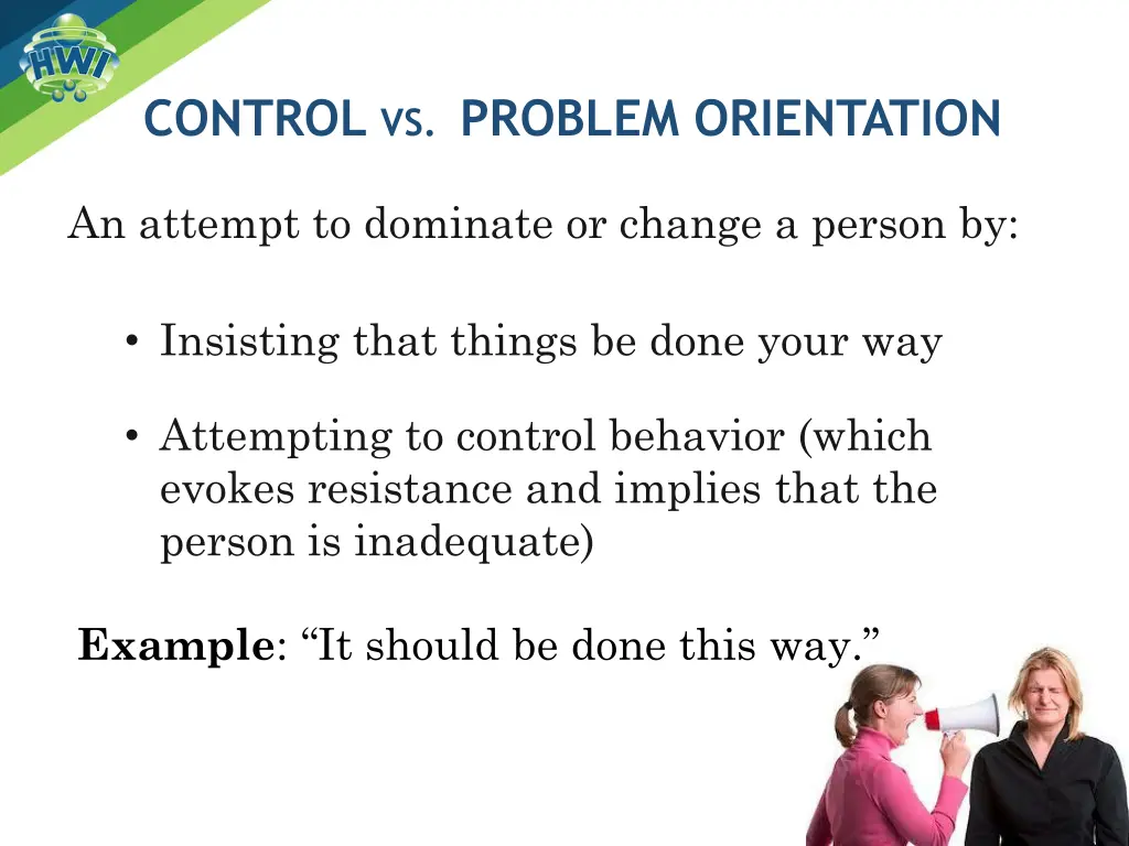 control vs problem orientation