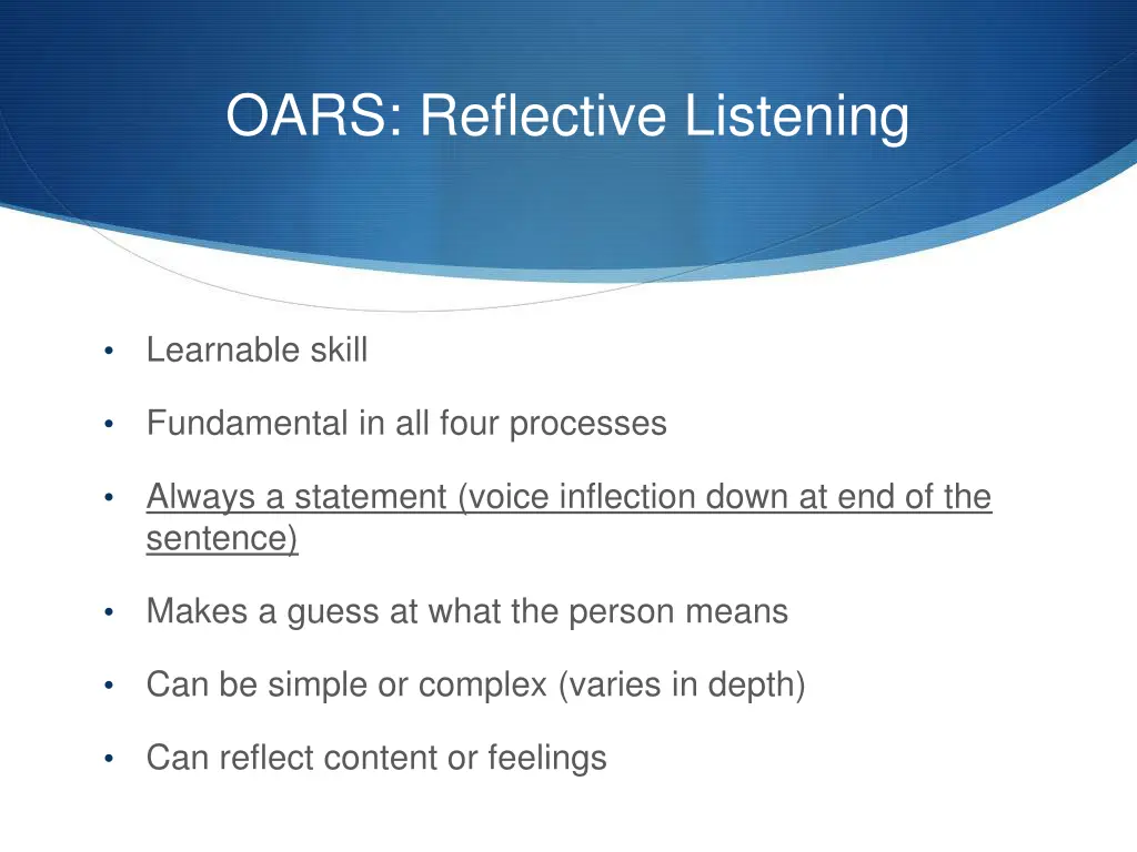 oars reflective listening