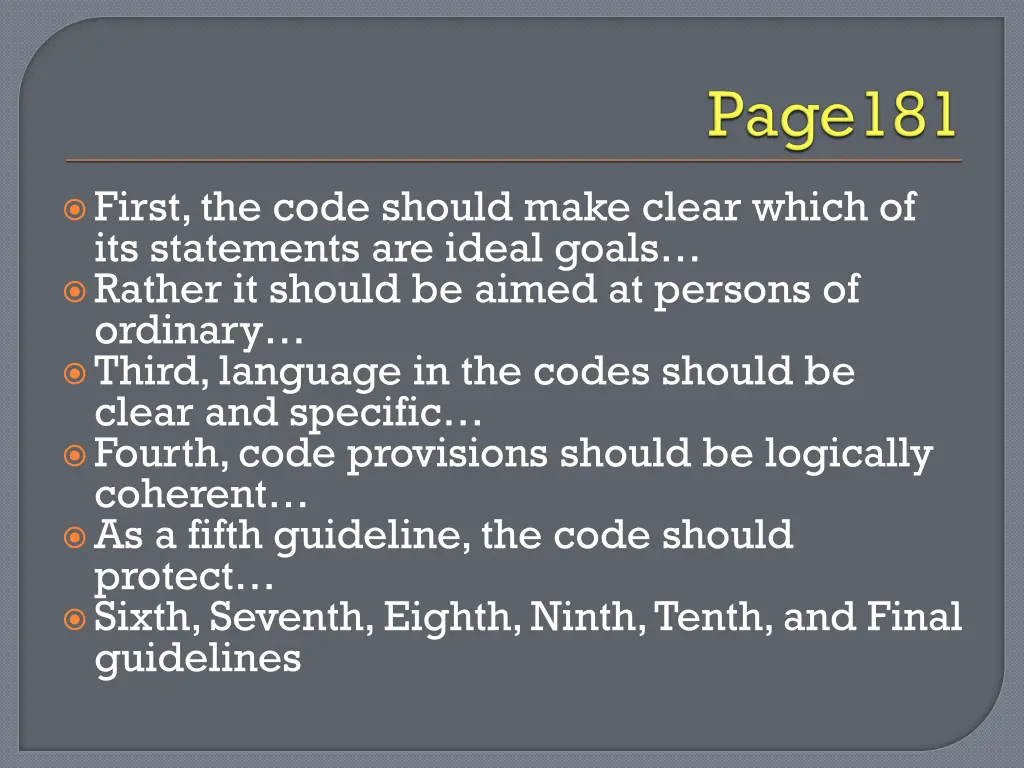first the code should make clear which