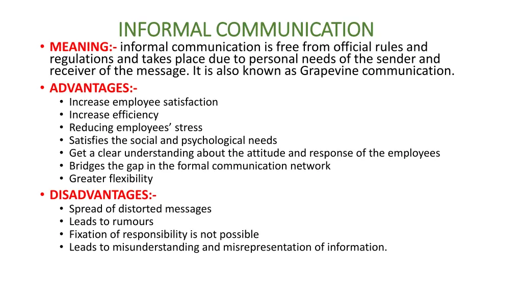 informal communication informal communication