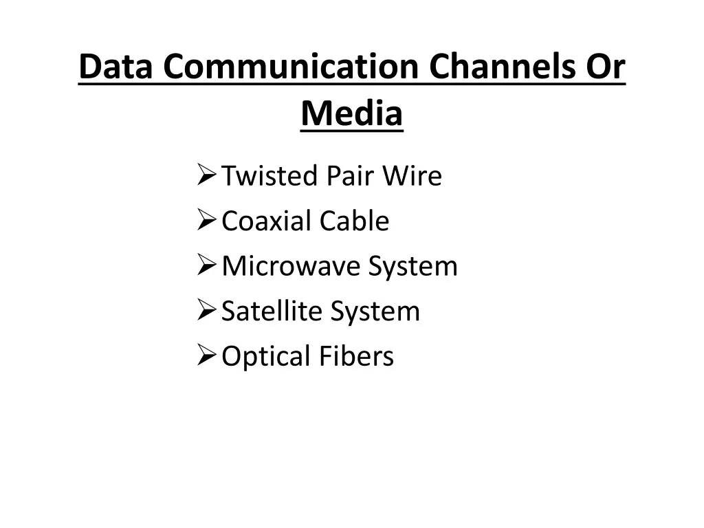 data communication channels or media