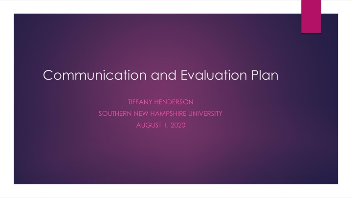 communication and evaluation plan