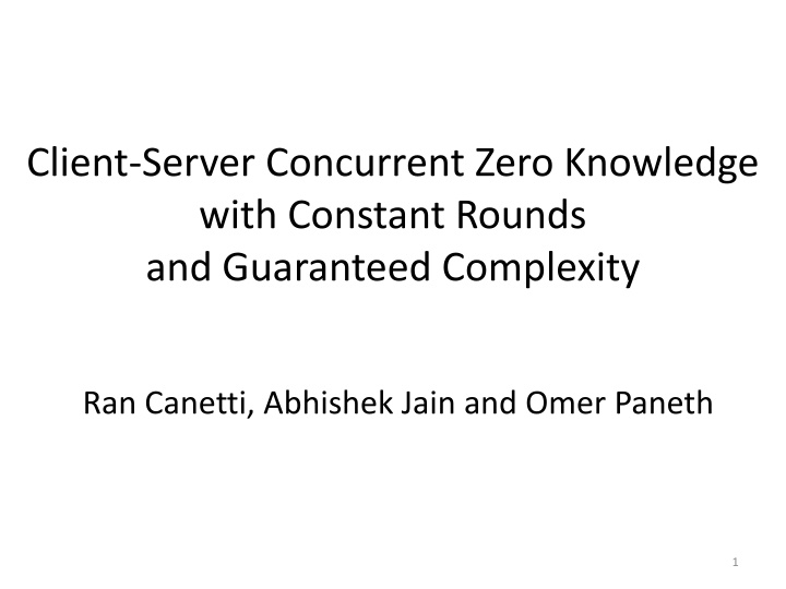client server concurrent zero knowledge with
