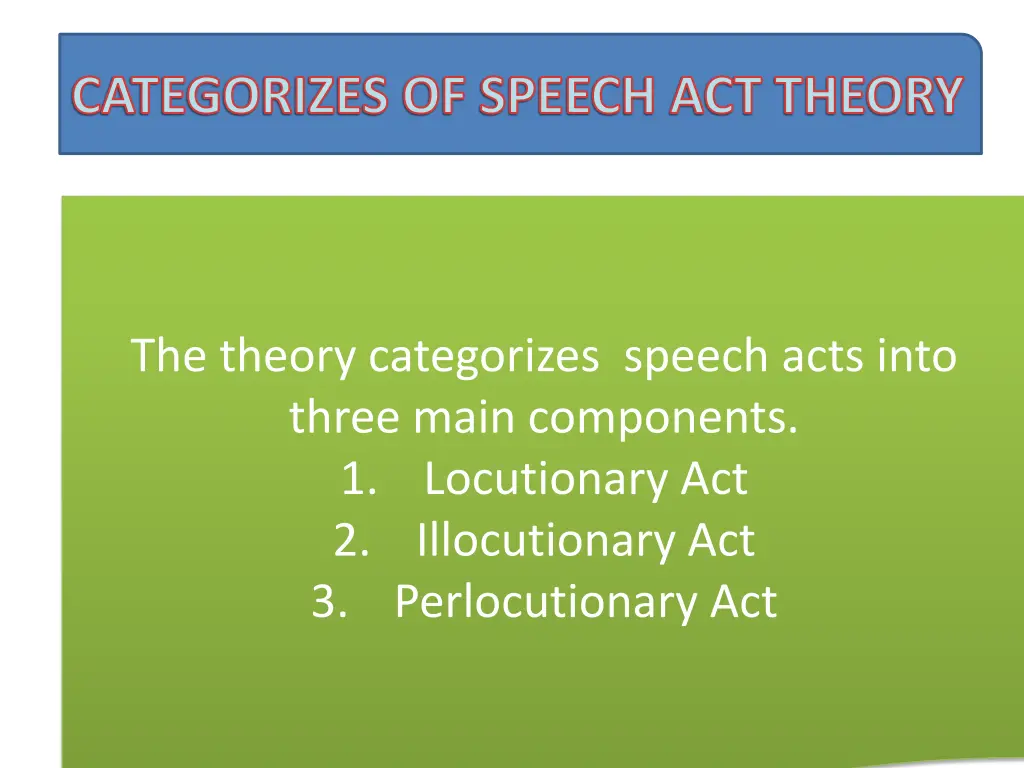 categorizes of speech act theory