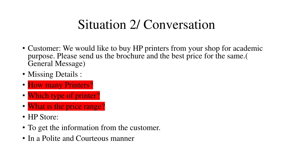 situation 2 conversation