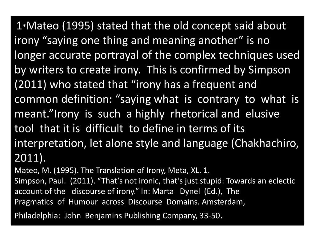 1 mateo 1995 stated that the old concept said