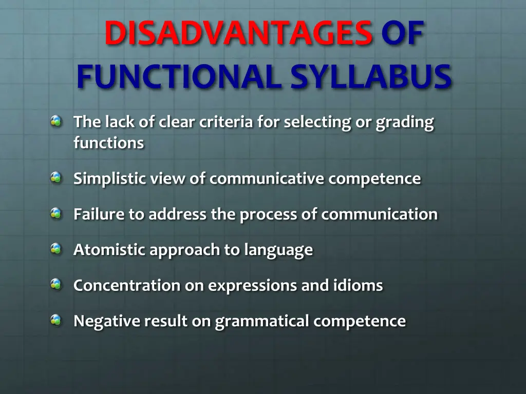 disadvantages of functional syllabus