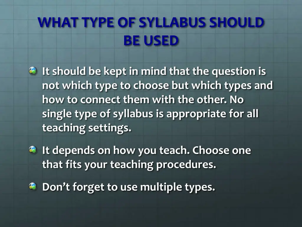 what type of syllabus should be used